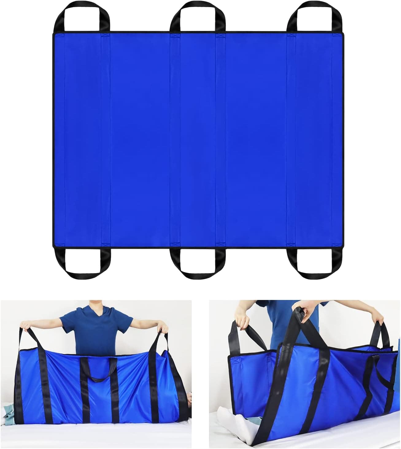 [LOSCHEN]Planche de positionnement pour le transfert de patients,Planche de transfert de patients avec poignées,adaptée aux personnes en surpoids,aux personnes âgées et aux patients (bleu 100 * 120cm)