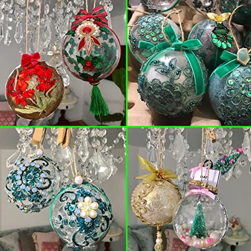 MIKAILE 20 Pièces Boules de Noël Transparentes 8cm, Boules de Noël en Plastique à Remplir, DIY Decoration pour Sapins de Noël