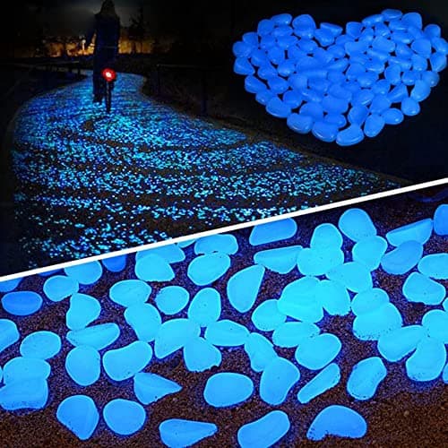 DAZZLEEX Lot de 50 galets phosphorescents pour aquarium Bleu