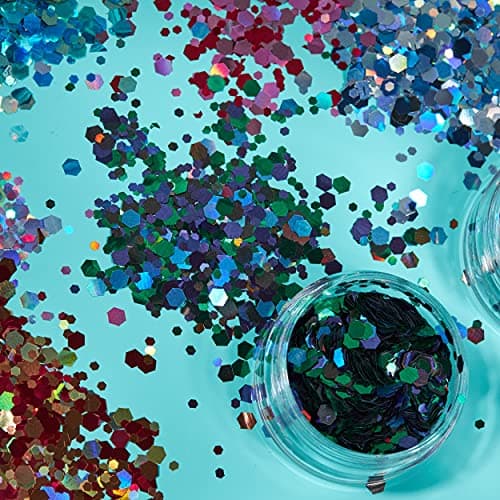 Mystique Brillant épais par Moon Glitter – 100% de paillettes cosmétique pour le visage, le corps, les ongles, les cheveux et les lèvres - 3g - Assortiment de 6 couleurs