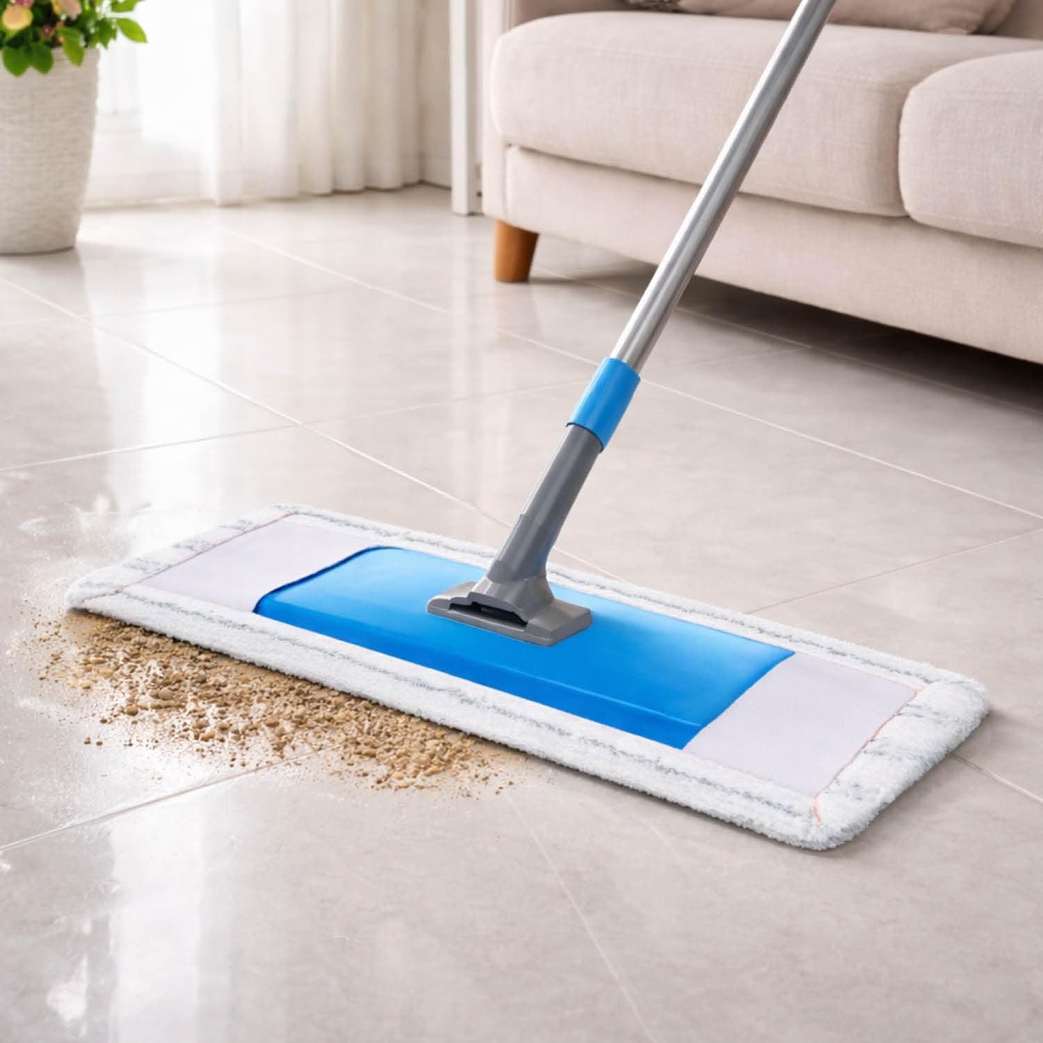 COM-FOUR® Lot de 2 Housses en Microfibre, Pad pour Balai de 42 cm, Couvre-serpillère pour Tous Types de sols, Lavable en Machine à 60 degrés, Chiffon Durable (2 pièces - Blanc/Gris)