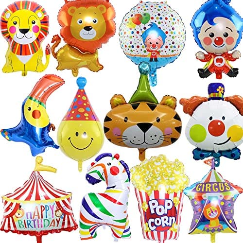 ZOOMPIL Ballons géants animaux de cirque, 12pcs Ballon pour clown, Ballons de fête de clown d'anniversaire pour carnaval cirque anniversaire fête d'halloween faveurs Anniversaire
