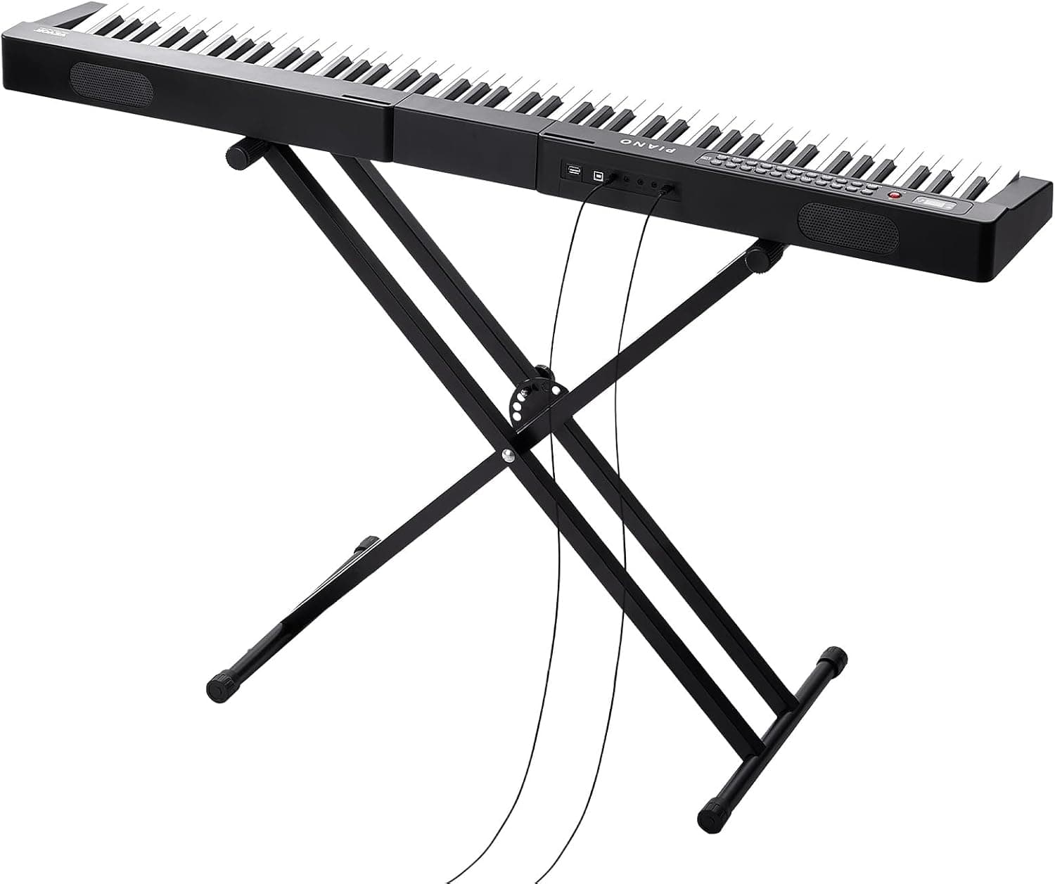 VEVOR Clavier Piano Numérique, 88 Touches Semi-lestées, Ensemble Piano à Clavier Électrique avec Support Réglable, Haut-parleurs Intégrés, Pédale de Sustain, Casque, Bluetooth MIDI USB, pour Débutants