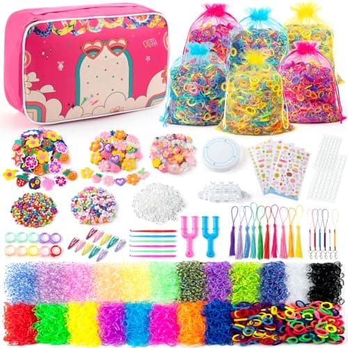 SLEMAKO 18000+ Elastique Bracelet Kit, 20 Couleurs Bricolage Creation Collier Bracelet Elastique Enfant Kit, Tissés Caoutchouc Kit Bracelet Jouets Pour Garçon Enfants Cadeaux D’Anniversaire Et De Noël
