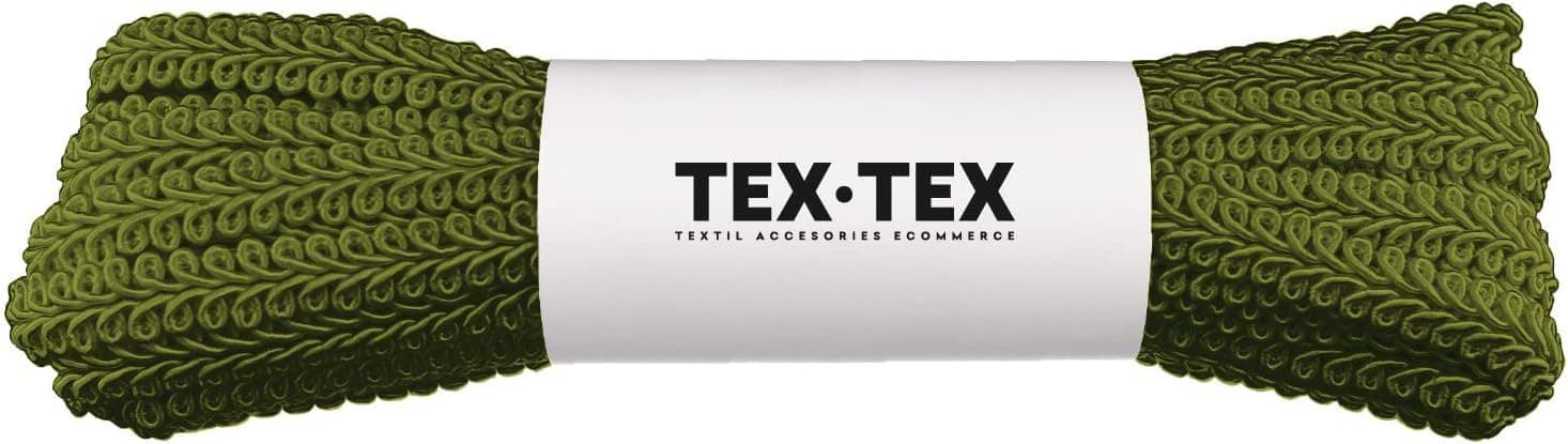 TEXTEX = Berguilla Pic et Rayon Gallon 10 mm de Large pour la Décoration et la Personnalisation de Vêtements Textiles. Pièces de 10 Mètres - (Vert Militaire)