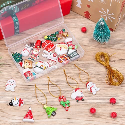 MELLIEX 24pcs Noël Ornements Miniatures Décoration de Noël Arbre de Noël Figurine à Suspendre avec des Cordes