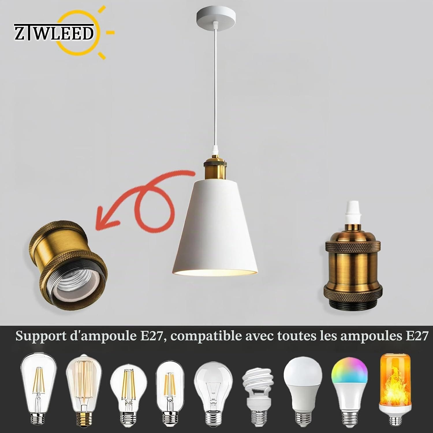 Suspension Luminaire Vintage,Lustre E27 Hauteur Réglable 150cm
