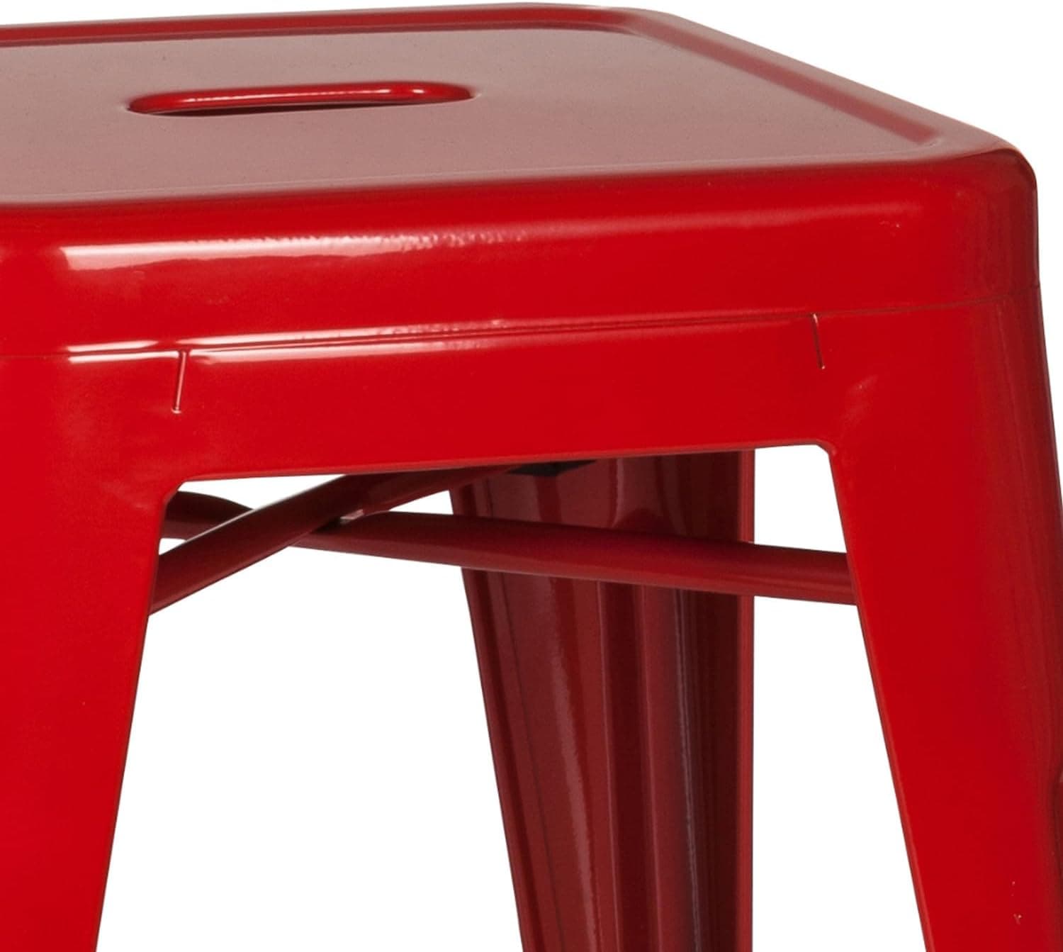 hjh OFFICE 645001 Tabouret bistrot VANTAGGIO Métal Rouge, Tabouret au Look Industriel et Moderne, empilable | Construction en acier robuste, charge jusqu'à 150 kg, rouge