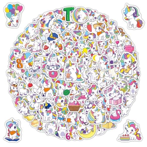 EIHI Licorne Autocollants, Autocollants Esthétiques Imperméables - Autocollants Esthétiques pour Ordinateurs Portables, Livres, Bouteilles, Scrapbooking, Ordinateurs, 100 pièce