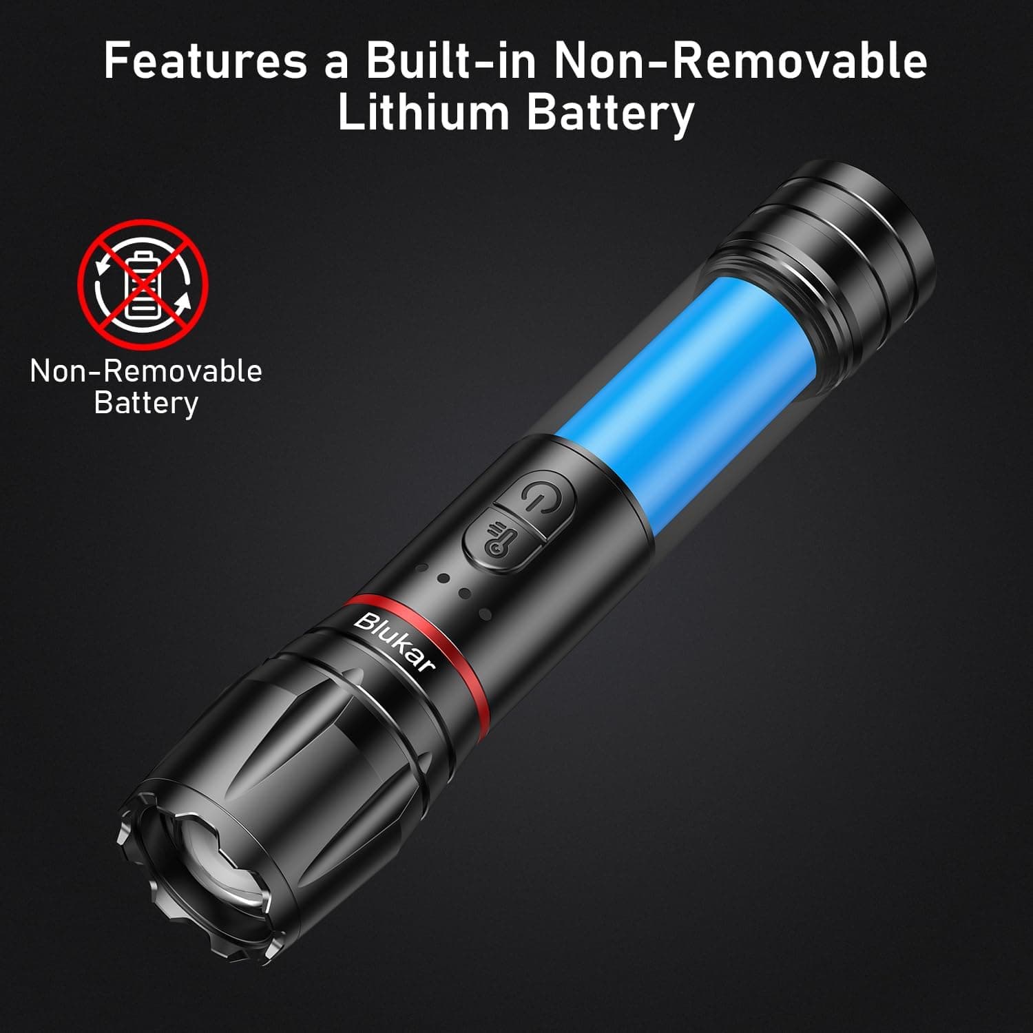 Blukar Lampe Torche LED 2 Couleurs, 2000L Lampe de Poche Ultra Puissante