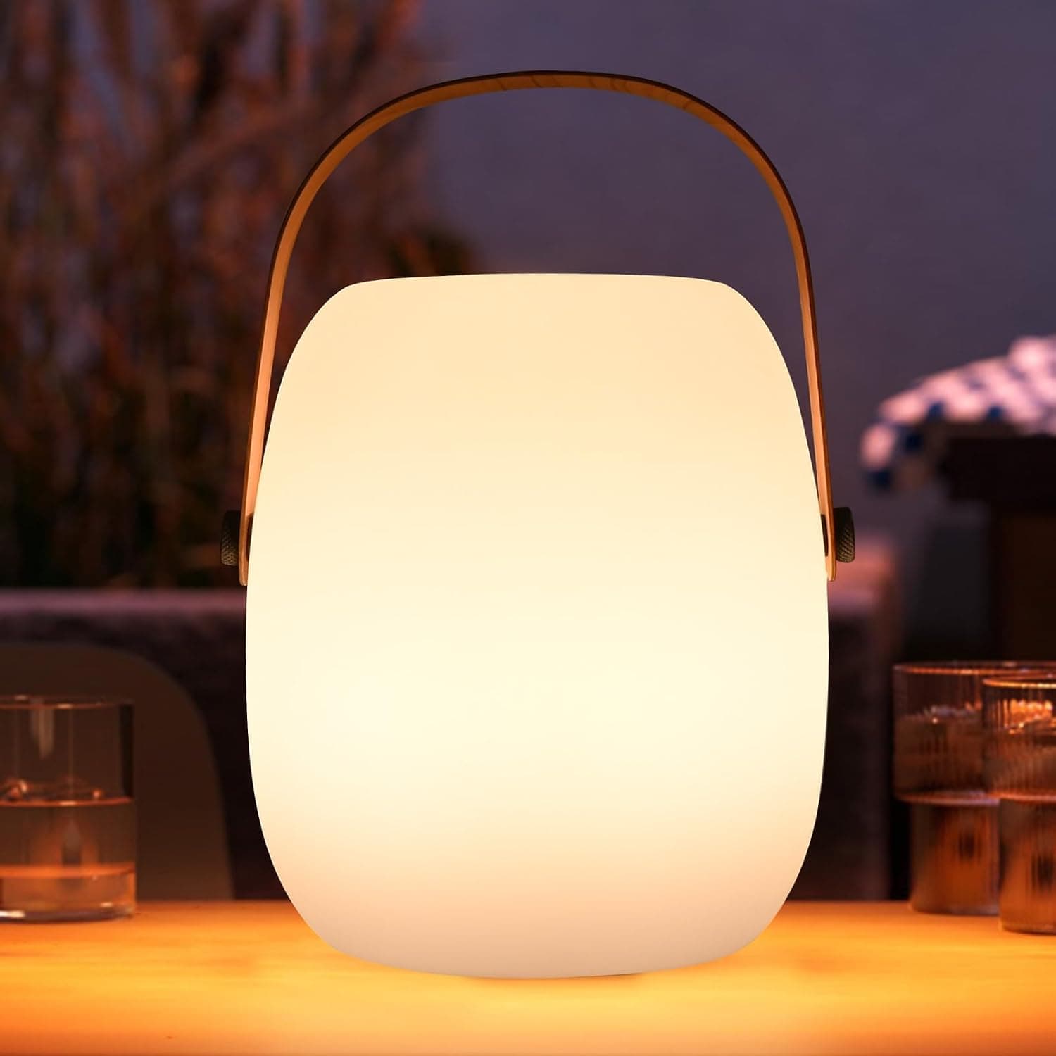 ZWOOS Lampe de Table Sans Fil Rechargeable, Portable LED RVB, pour Exterieur et Interieur avec Mode Scintillement de Bougie, Étanche IP54, avec Télécommande (Lampe)