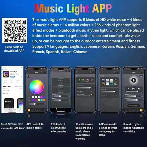 Nouvelle Lampe De Table Intelligente,Chargeur Sans Fil Lampe D'Ambiance Haut-Parleur Bluetooth,Lampe Tactile à Intensité Variable Avec Synchronisation De La Musique (Blanc)