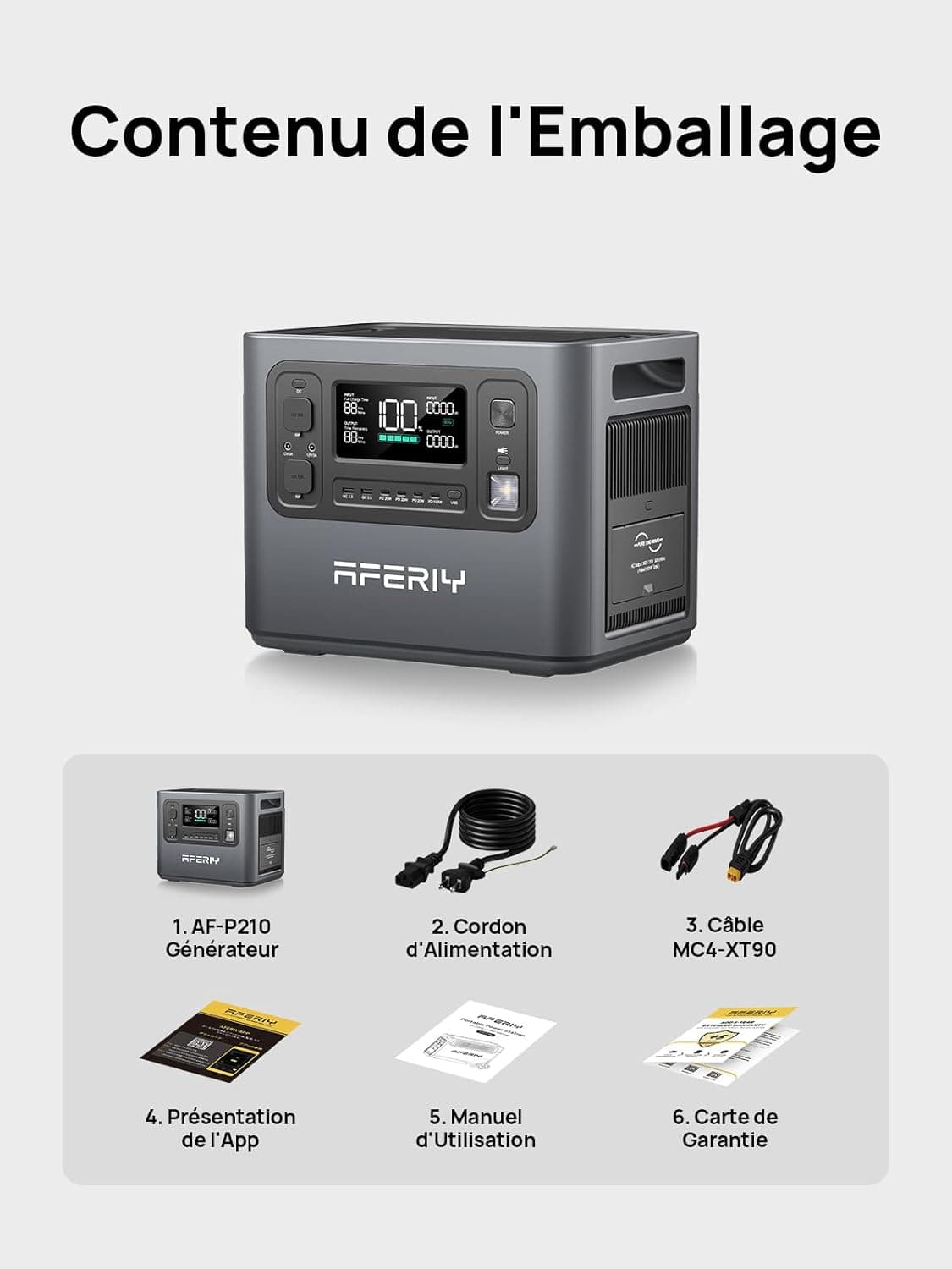 AFERIY Generateur Electrique Portable 2400W, Batterie Nomade 2048Wh, Charge Rapide 1h40, 13 Connexions, 220-2400V, Alimentation Sans Interruption, Station Électrique Portable pour Camping et Maison