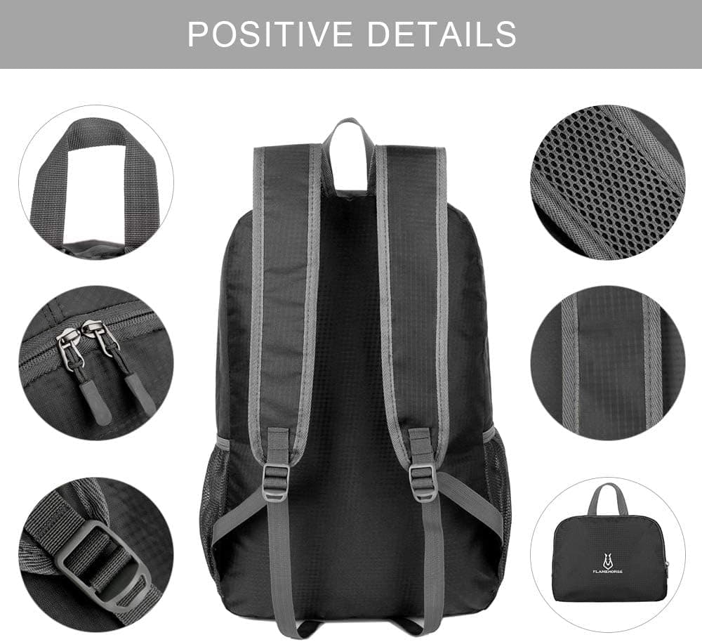 30L Sac À Dos Imperméable Pliable Haute Capacité Ultralight Robust Pour Randonnée Camping Voyage Outdoor Hommes Femmes (noir)