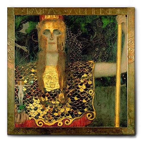 Giallobus - Cadre - Gustav Klimt - Pallas Athéna - Toile - 70x70 - Prêt à accrocher - Peintures Modernes pour la Maison
