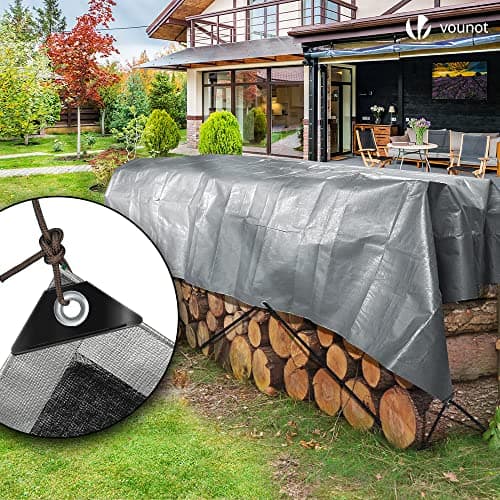 VOUNOT Bâche de Protection en Polyéthylène 240g/m2 Bâche Imperméable Ultra Lourde et Résistante Revêtue des Deux côtés avec Oeillets en Aluminium Couverture Étanche pour Jardin, Piscine 2x3m
