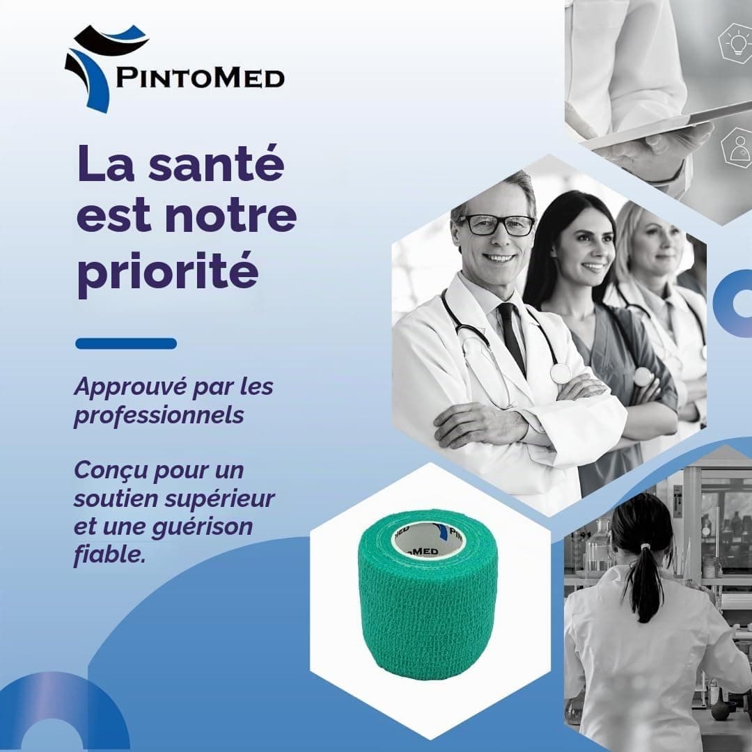 PintoMed - Bandage Cohésif - 6 Rouleaux Rouge X 10 cm X 4,5 m Autoadhésif, Sports Bande, Premiers Secours Adhésif, Vet Wrap