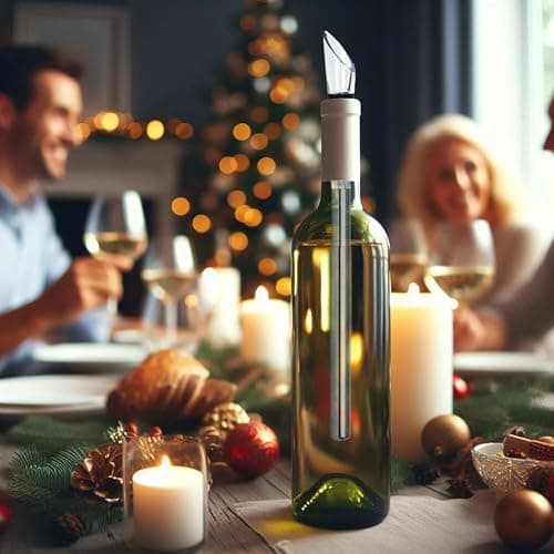 Cadeau Original 2 Refroidisseurs à Vin et à Bière - Accessoire Vin Rafraîchisseur Aérateur et Bec Verseur en Bouteille Plus Élégant Que Seau à Glace - Idée Noël Homme Femme Couple Crémaillère