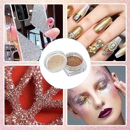 MKNZOME 12 BoîTe Poudre Chrome Ongle, Poudre Holographique Ongle Effet Miroir, Caméléon Poudre Pigment Pour Manucure Pou La DéCoration D'Art Ongle, Festival Visage Corps, Paillette Ongles Nail Art