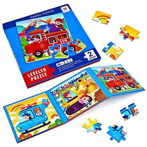 BBLIKE Jouet Puzzle en magnétique pour Enfants, Montessori Puzzle Enfant Quiet Book,Jouet éducatif précoce,Livre de Puzzle Assorti, Jeu de Puzzle Interactif,Puzzle Enfant 2 3 4 Ans(Transport)