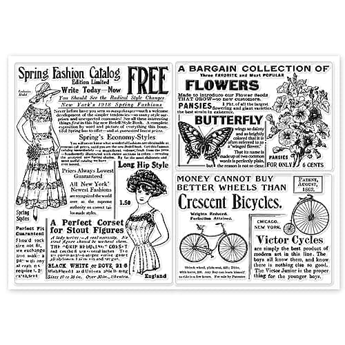 GLOBLELAND Tampons Transparents avec Fond de Texte de Journal Vintage Feuilles de Timbres en Gaufrage Rétro Dame Papillon Tampons Transparents en Silicone pour Scrapbooking et Cartes Décoration