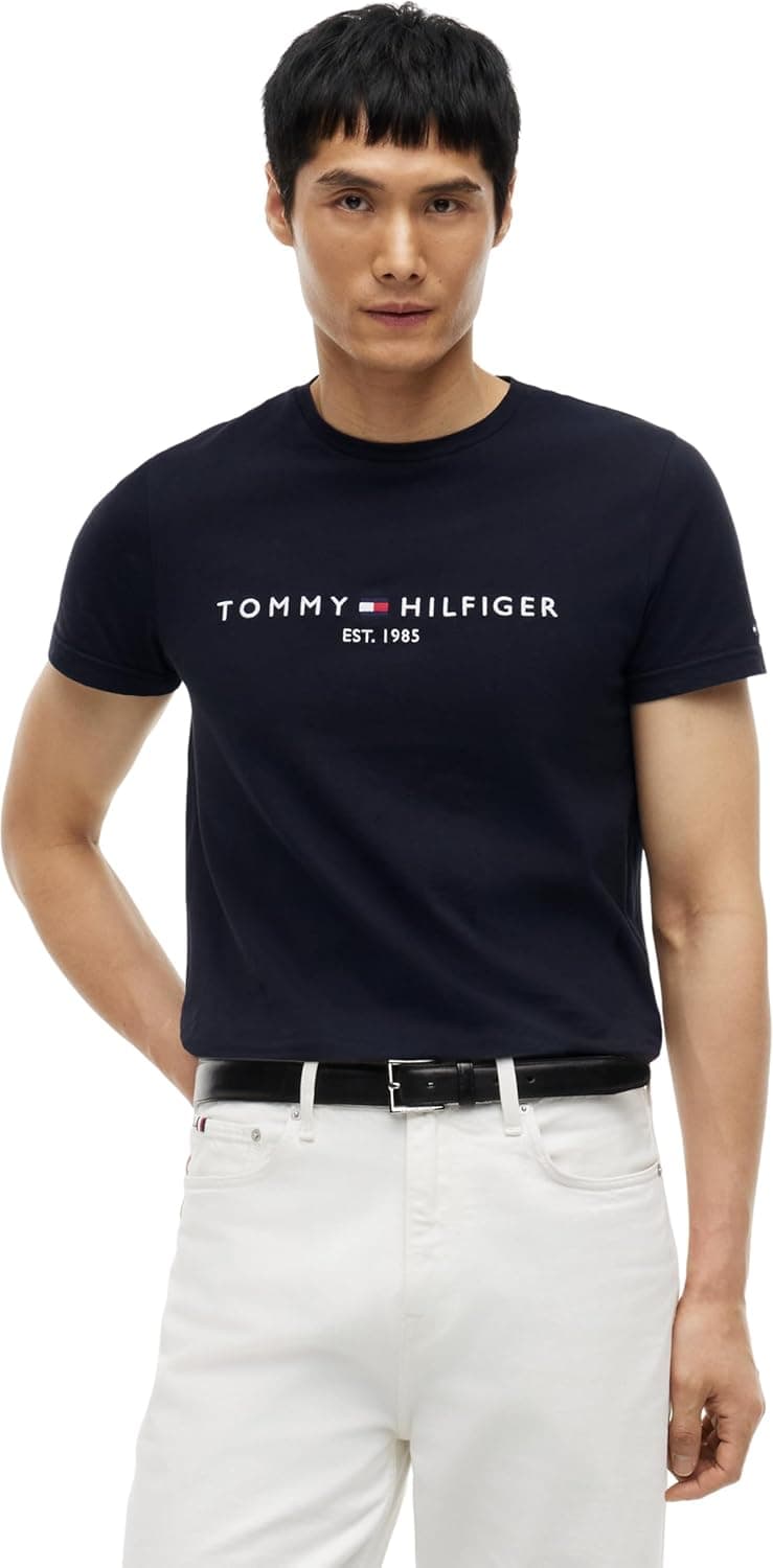 Tommy Hilfiger T-Shirt Manches Courtes Homme Core Tommy Logo Col Ras-du-Cou