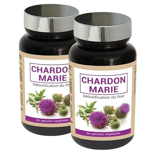 NUTRIEXPERT – Chardon Marie – Detox du Foie– Soutient le bon fonctionnement hépatique et du foie – Favorise le drainage - 100% extraits Chardon Marie naturel – Convient aux végans - Lot de 2 produits