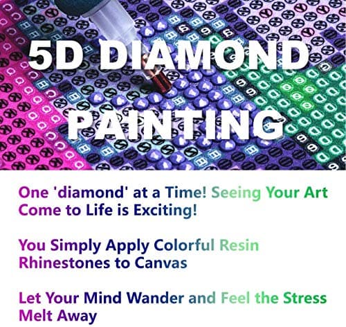Zariocy 5D Diamond Painting Kits Mer, Peinture à Faire Soi-Même Avec des Fleurs Plantes D'Art de Diamant Rond Plein Forage Cristal Diamant pour Décoration Murale de Bureau à Domicile 30x40 cm