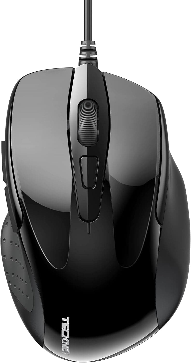 TECKNET Mouse Pro S2 Souris Filaire Optique 6400 DPI, Haute Précision, Noir