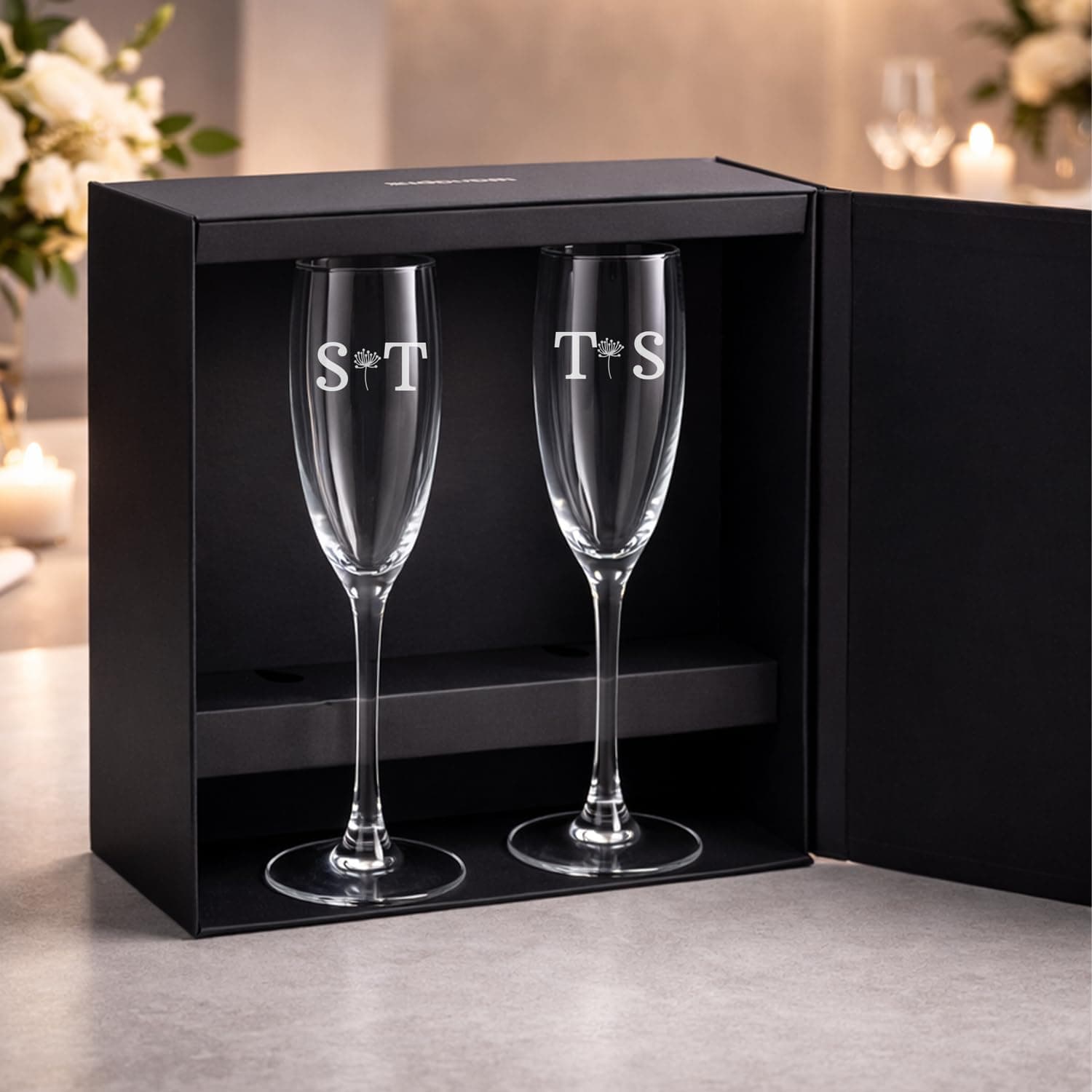 Wanapix | Flûtes à Champagne Personnalisé Mariage | 20cl | Dandelion