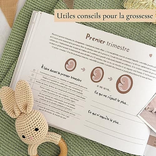 Journal de Grossesse à Offrir - Livre Grossesse de Luxe pour Futures Mamans – Carnet de Grossesse comprend Calendrier, Scrapbook, Check-list, Organisateur et Livre de Naissance Souvenirs (Animaux)