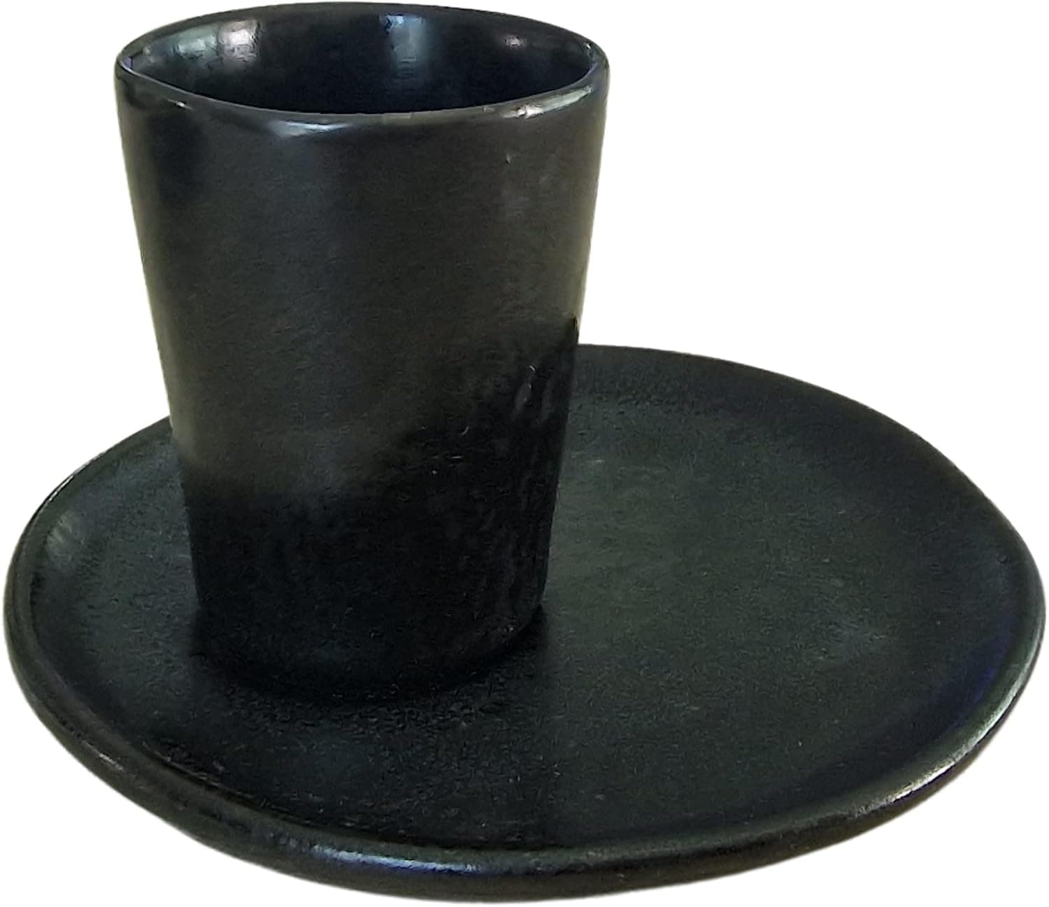 PintoCer Lot de tasses à expresso en céramique sans anse Noir/noir