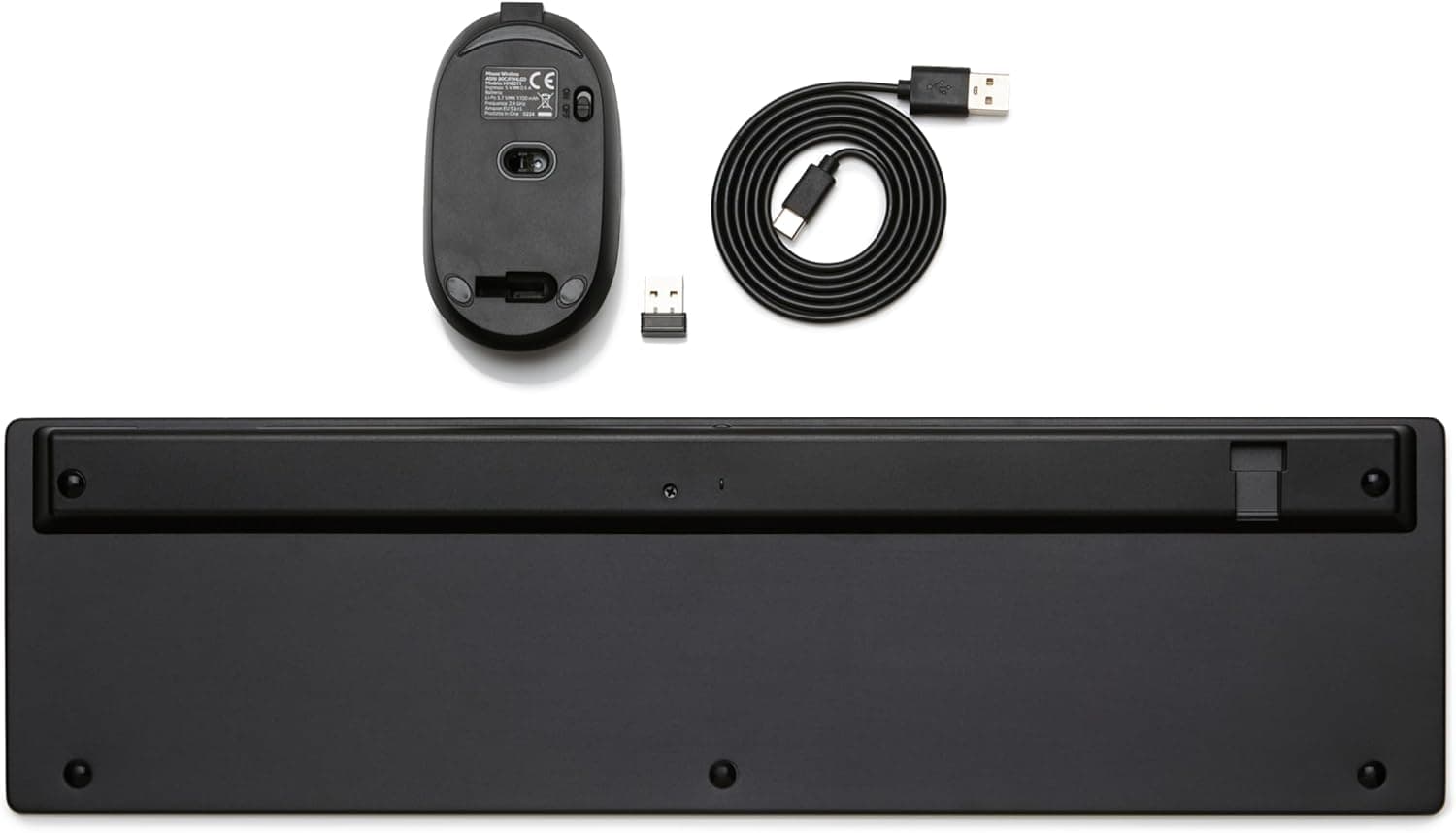 Amazon Basics souris sans fil rechargeable - Clavier complet ultra-mince et silencieux avec pavé numérique, FR Layout Gray, noir