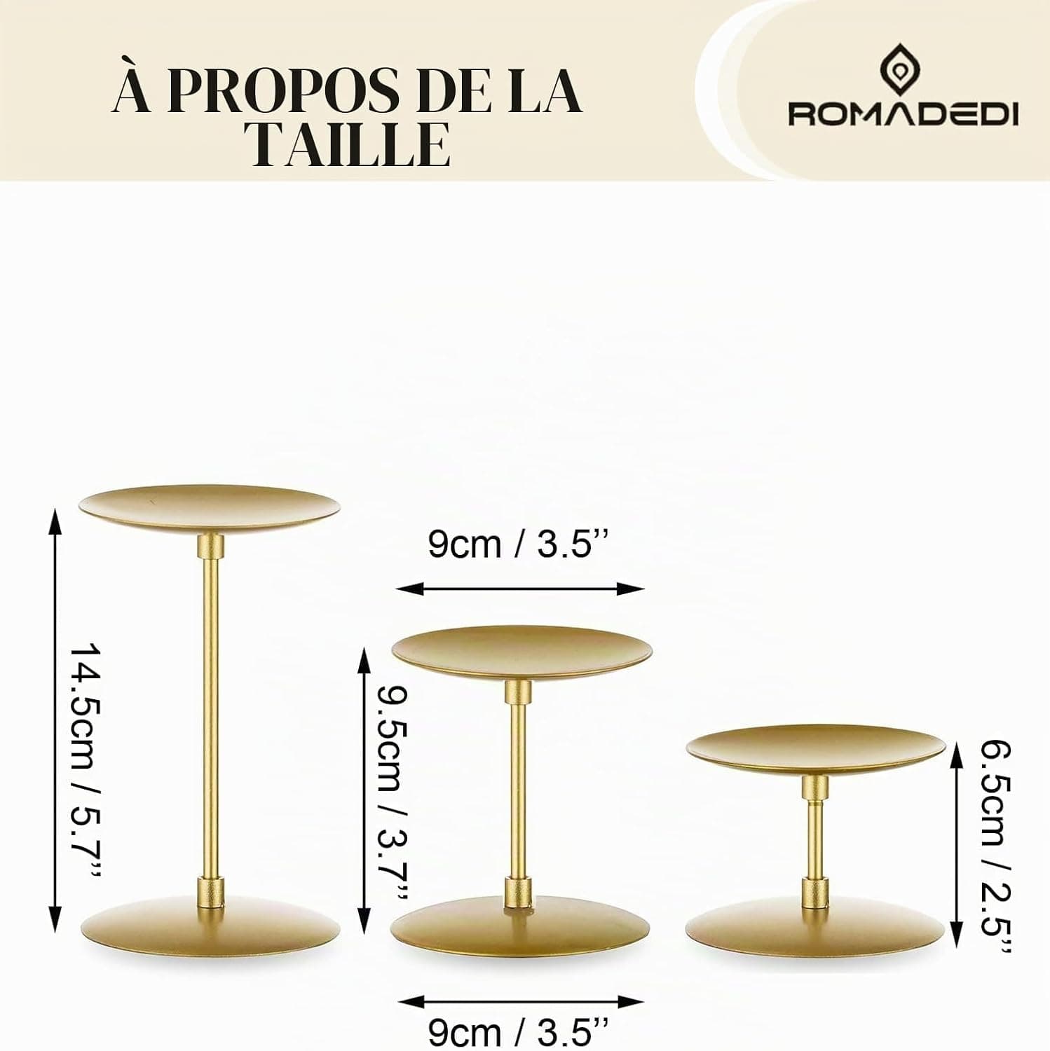 Romadedi Bougeoir Doré pour Bougies Pilier - Lot de 6 Bougeoirs Métal Moderne Décoration Centre de Table pour Mariage Noël L’Avent pour la Maison Salon Table Salle à Manger