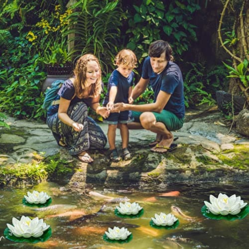 TOPJOWGA Nénuphars Artificiels Flottants, 6 Pièces Fleur de Lotus Artificielle, Fleurs Artificielles Flottantes, Romantiques Artificielle Nénuphar Flottant Lotus pour Aquariums Jardin Décoration