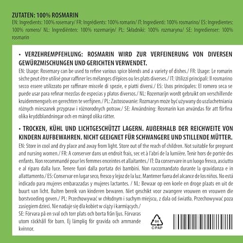 Romarin séché (250g), 100% pur et naturel pour les mélanges d'épices et le thé au romarin