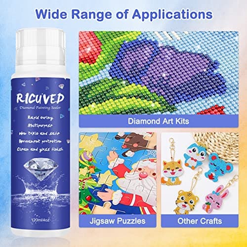 RICUVED 2Pack Diamond Painting Sealer 120ML Set, 5D Diamond Painting Glue Crystal Art Accessories Sealer Permanent Hold & Shine Effect Conserver for Diamond Painting & Jigsaw Puzzles DIY Craft