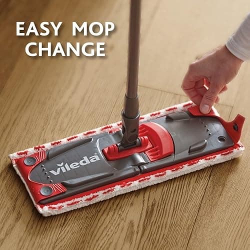 Vileda Utramax Kit Complet Balai et Seau-essoreur, Ensemble de balais à Plat avec Seau, et Housse en Microfibre, Retire Plus de 99% des bactéries avec de l'eau, Vileda Love it Clean