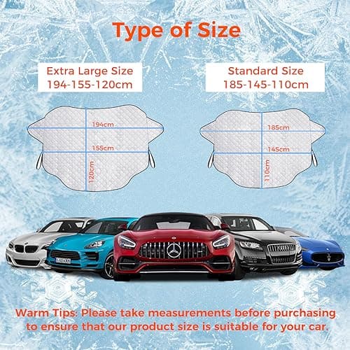 Akapola Couverture Pare Brise Avant Voiture, Magnétiques Bâche Pare Brise, Pare-Soleil Anti Givre Neige Anti Glace UV Soleil Protection Repliable Universelle pour Voiture SUV (180 x 145 x 110cm)