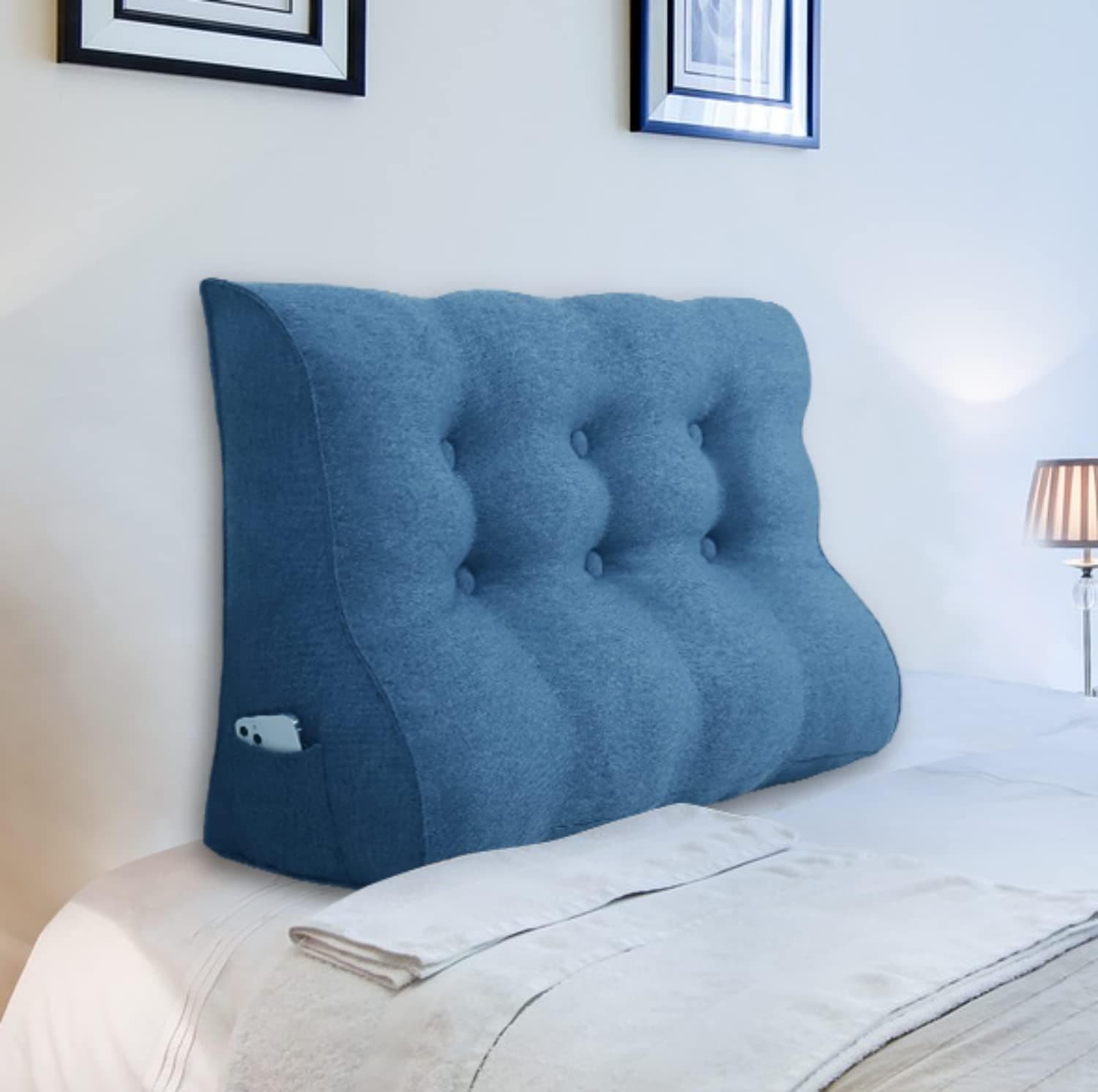 Johnear Coussin de Dossier Ergonomique courbé pour canapé et lit (Bleu, 100)