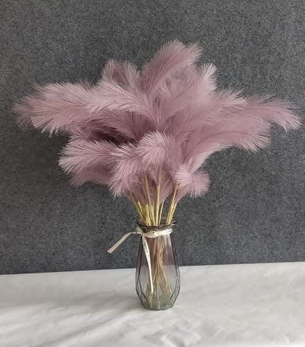 GEFIRE Lot de 30 Fleurs séchées Violettes Herbe de la Pampa séchée Décoration de Fleurs séchées Décoration bohème pour Mariage, Salon