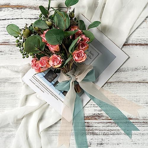 CHUQING Ruban en mousseline de soie - 38 mm x 23 m - Ruban de soie pour mariage, Noël