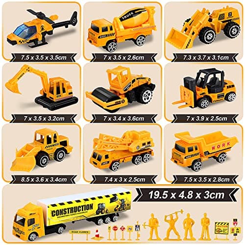 lenbest Camion de Transporteur Voiture Jouet - Ensembles de camions de Construction 11 en 1 Camion Transporteur de Petites Voitures - Anniversaire Noël Cadeau Enfants Garçons 3 Ans