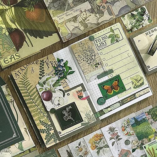 Irayin Kit d'accessoires de Scrapbooking de 125 Pièces, Esthétique Bullet Journal Scrapbook Kit avec A6 Grille Carnet, Autocollants de scrapbooking - Cadeau DIY pour Filles et Femmes (Vert)