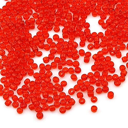 Lot de 3300 perles de rocaille en verre transparent de 3 mm - 8/0 - 14 couleurs au choix (rouge)