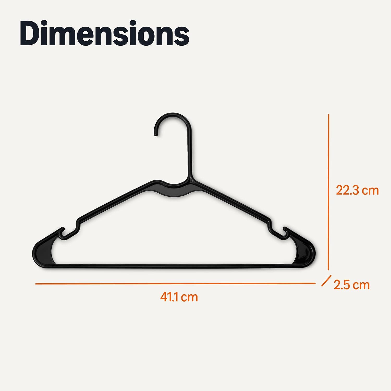 Amazon Basics Lot de 50 cintres en Plastique, Taille Adulte, Noir