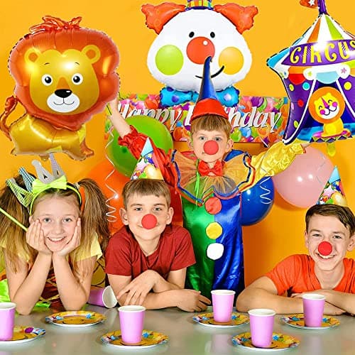 HGSHUO Ballon en Aluminium Cirque Anniversaire Décoration Animaux Ballons Foil Décoration de Fête Carnaval Baby Shower Enfants 8 Pièces