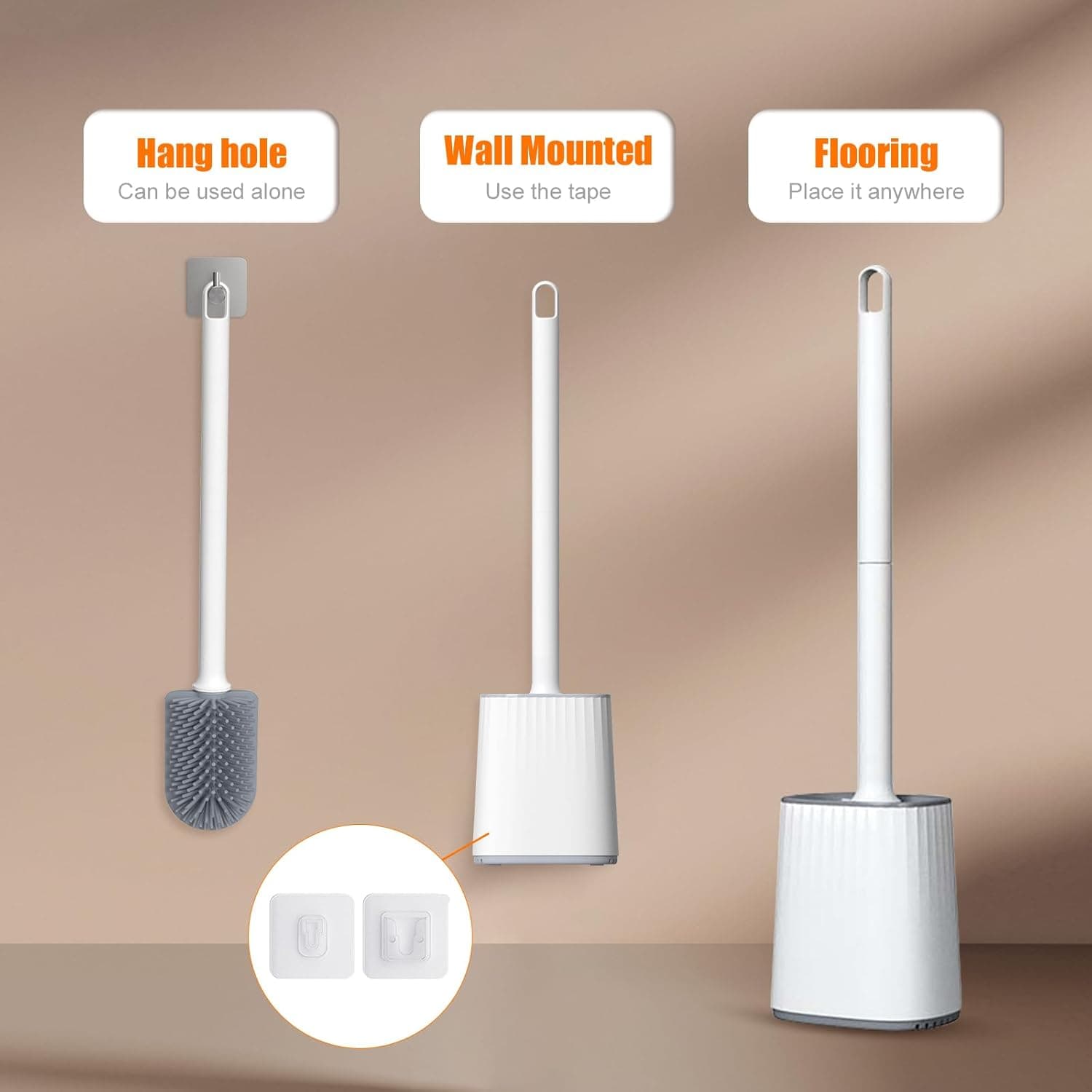 Ibergrif Brosse Toilettes WC Silicone et Support Brosse WC Silicone Plate