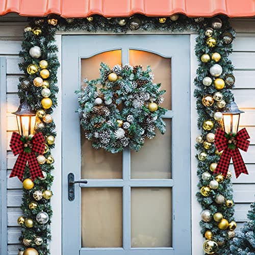 COLOFALLA 2PCS Noeuds de Noël 30x22.8cm Grande Taille Nœuds Papillons avec Pomme de Pin pour Sapin de Noël Décoration de Noël Emballage Cadeau Guirlande Voiture Mariage