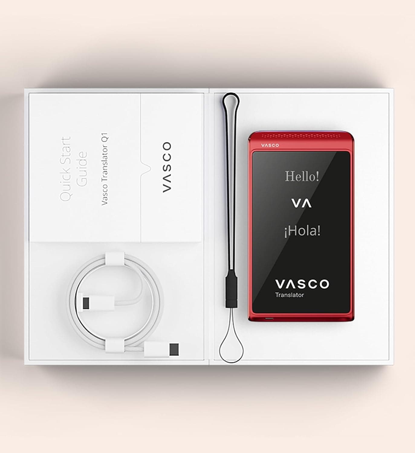 Vasco Translator Q1 | Clonage vocal | Traduction des appels | Phantom Black | Clonage de voix | IA avec compréhension du contexte | 99 % de précision | 113 langues | Internet illimité à vie